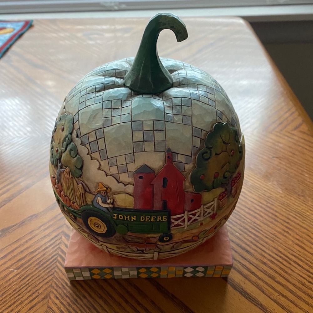 Jim Shore John Deere pumpkin figurine